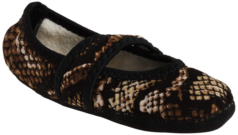 Nufoot Betsy Lou Fuzzies Women's Slippers, Foldable, Flexible Flats, Slipper Socks, Travel Slipper, Yoga Socks, House Shoes, Indoor Shoes, Gold Snake, Large - Image 2